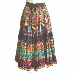 TravelSMITH,  Petite Small, Multi-color printed Cotton Skirt